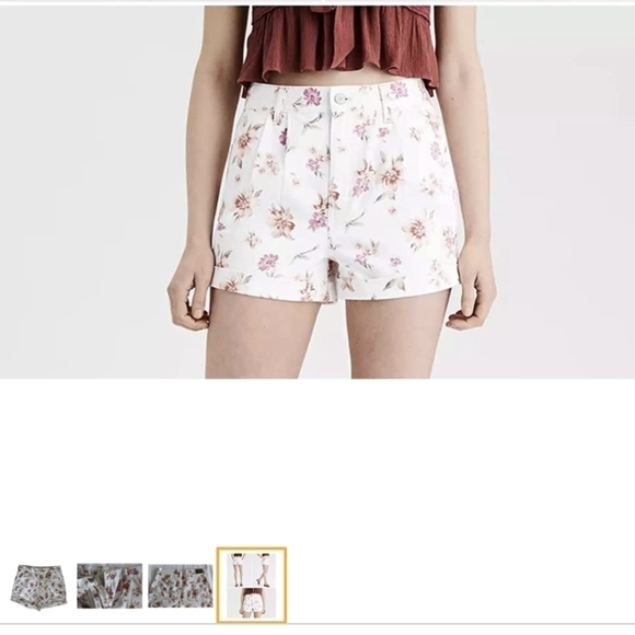 American Eagle Outfitters Cream & Peach floral print shorts Size 6 (28" waist) - Picture 1 of 7